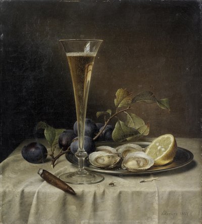 Stillleben mit Champagner und Austern von Johann Wilhelm Preyer